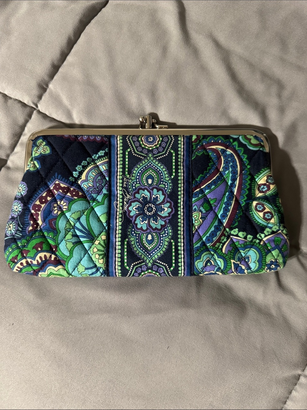 Vera Bradley Rhythm & Blues Kisslock Floral Clutch - Blue & Green